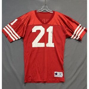 Vintage San Francisco 49ers Jersey Men's 40 Small Red Deion Sanders #21 Champion